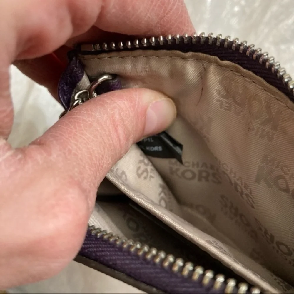 Michael Kors purple/silver ID card key ring wallet